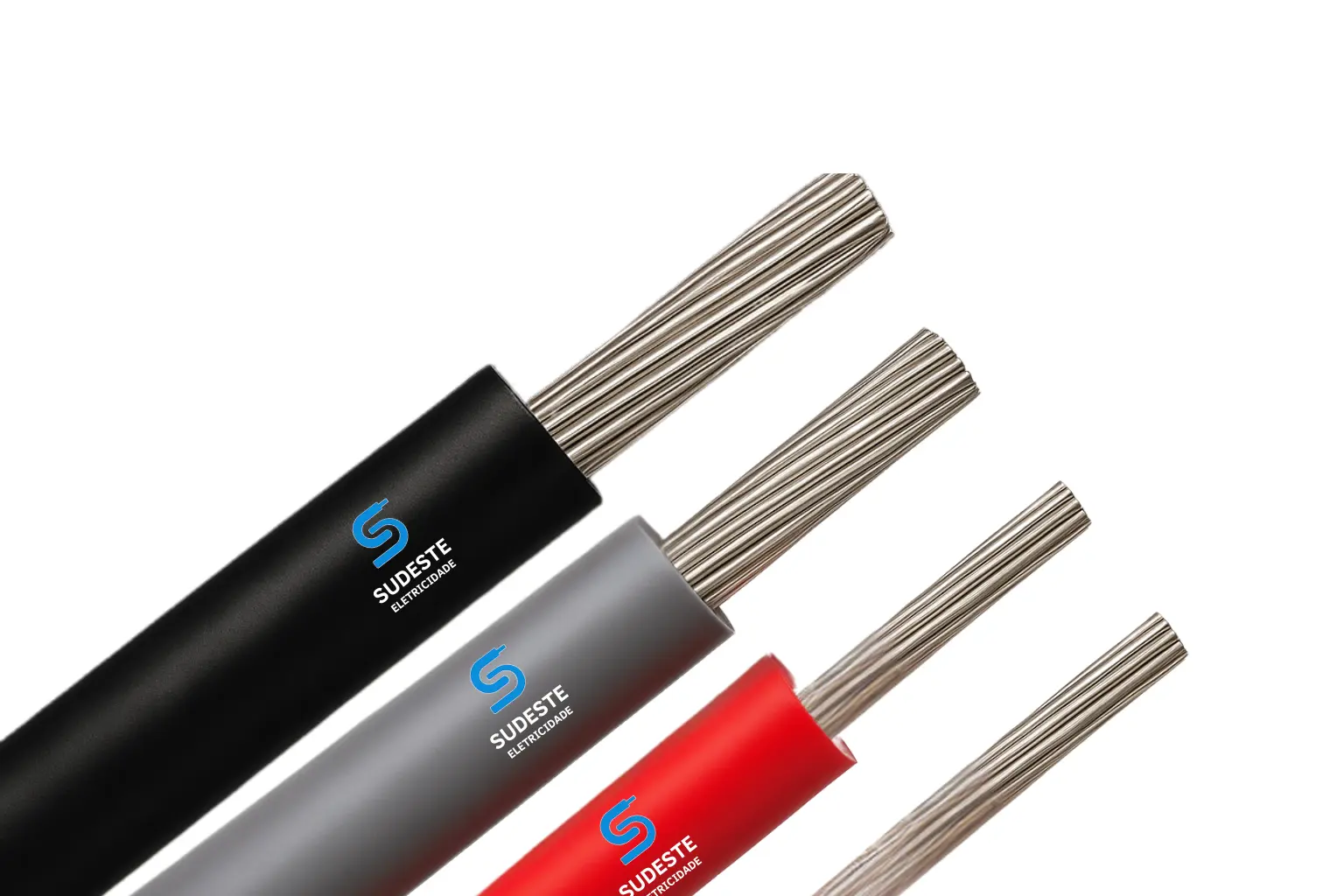 Cabo de alumínio quadruplex com três fases isoladas em XLPE e neutro isolado para redes aéreas