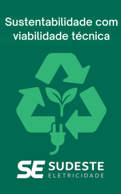 Ícone de reciclagem com folha e plugue elétrico representando sustentabilidade técnica