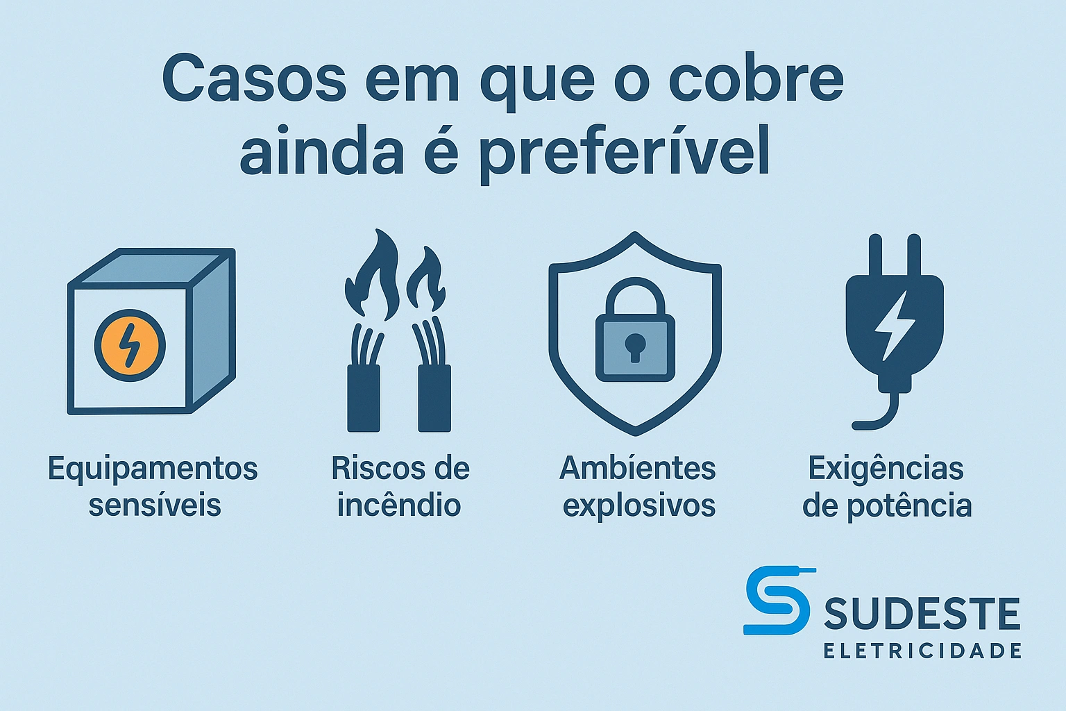 Infográfico sobre os casos em que o uso do cobre ainda é mais indicado que o alumínio