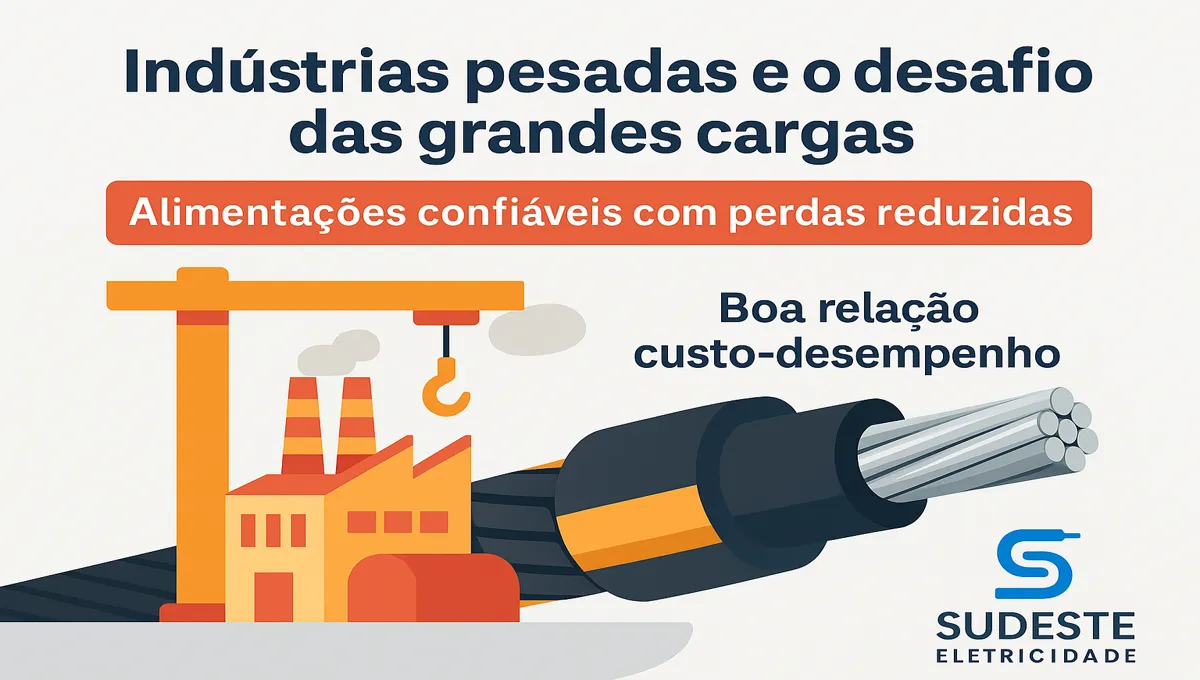 Infográfico sobre uso de cabos de alumínio em indústrias pesadas
