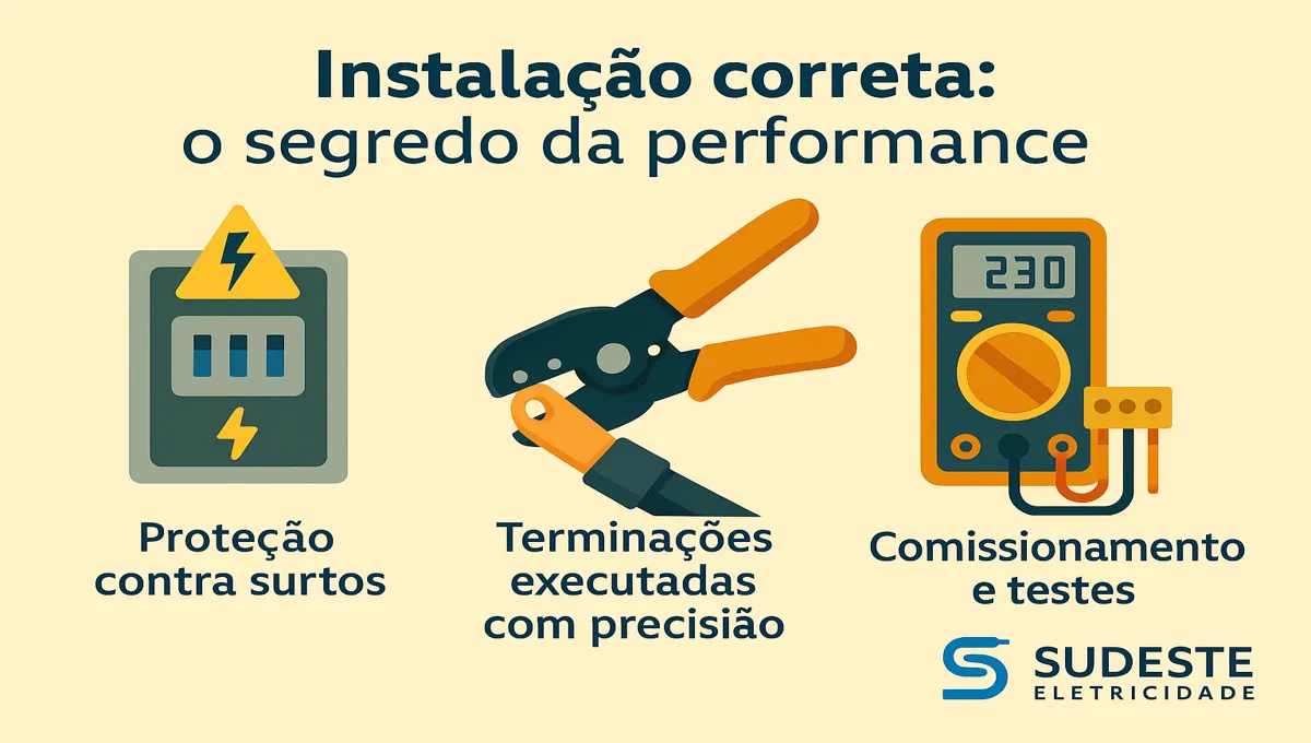 Infográfico sobre instalação correta para garantir performance elétrica