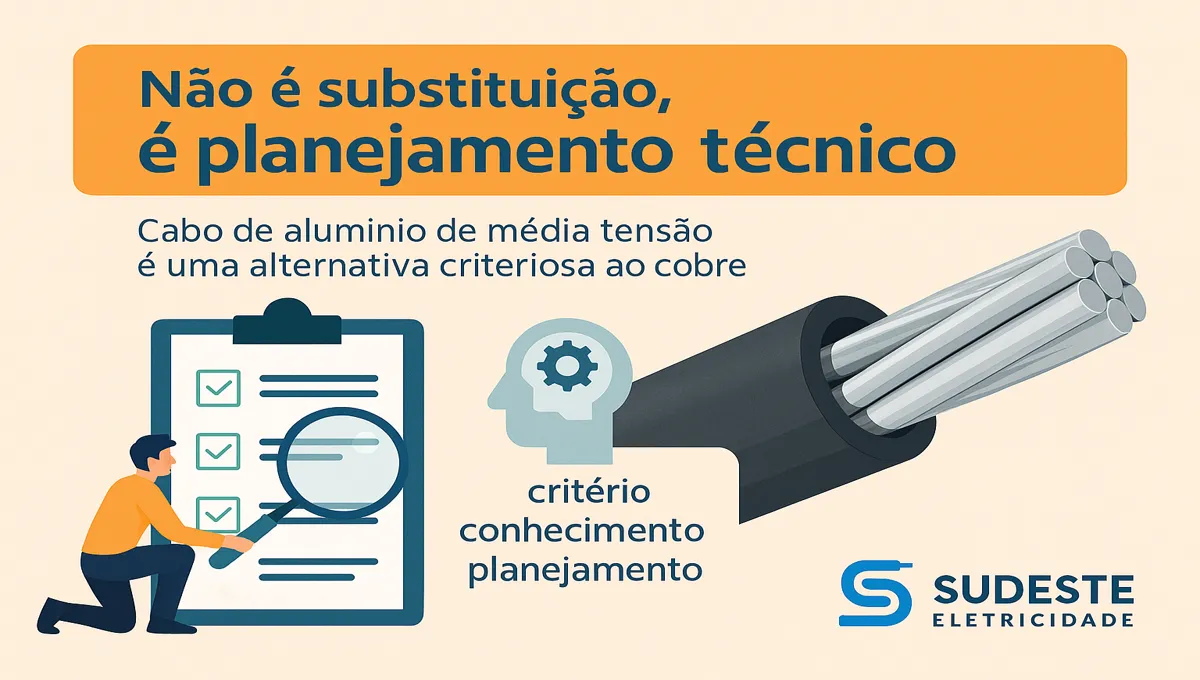 Infográfico sobre uso planejado do cabo de alumínio em média tensão